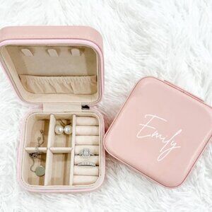 Personalized Travel Jewelry Box, Small Jewelry Travel Organizer Case